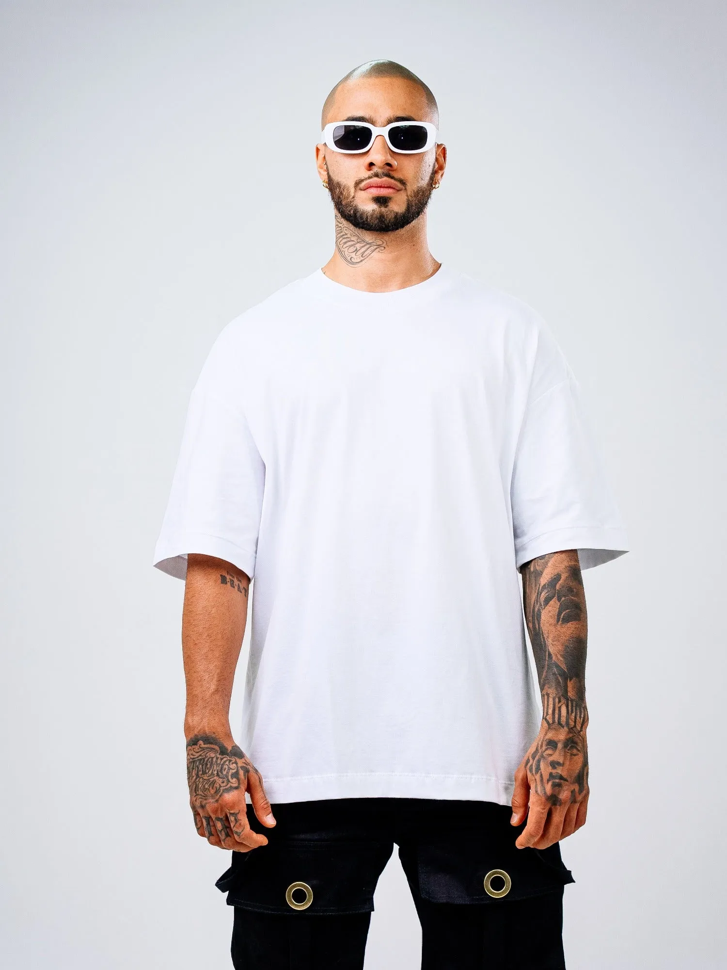 3 Camisetas Para Hombre Oversize Básicas - Negra y Blanca