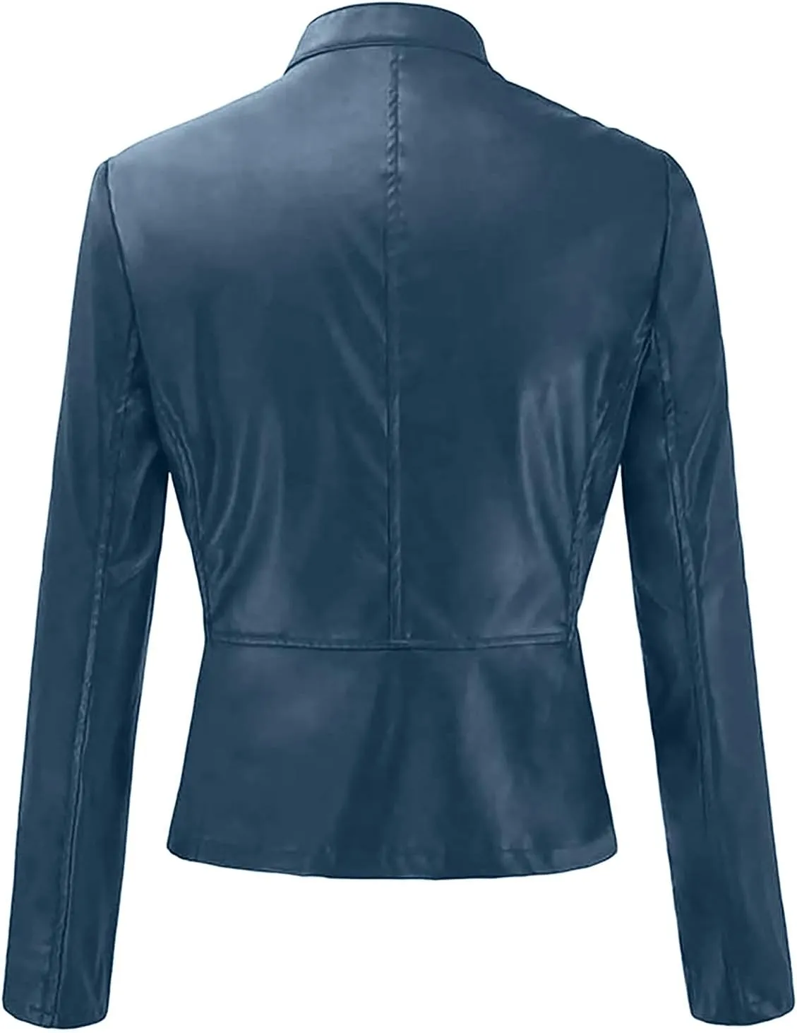 5665 Womens Winter Leather Jackets Black Zip Motorcycle Jacket Quilted Lightweight Coat Vegan Pu Leather Outerwear