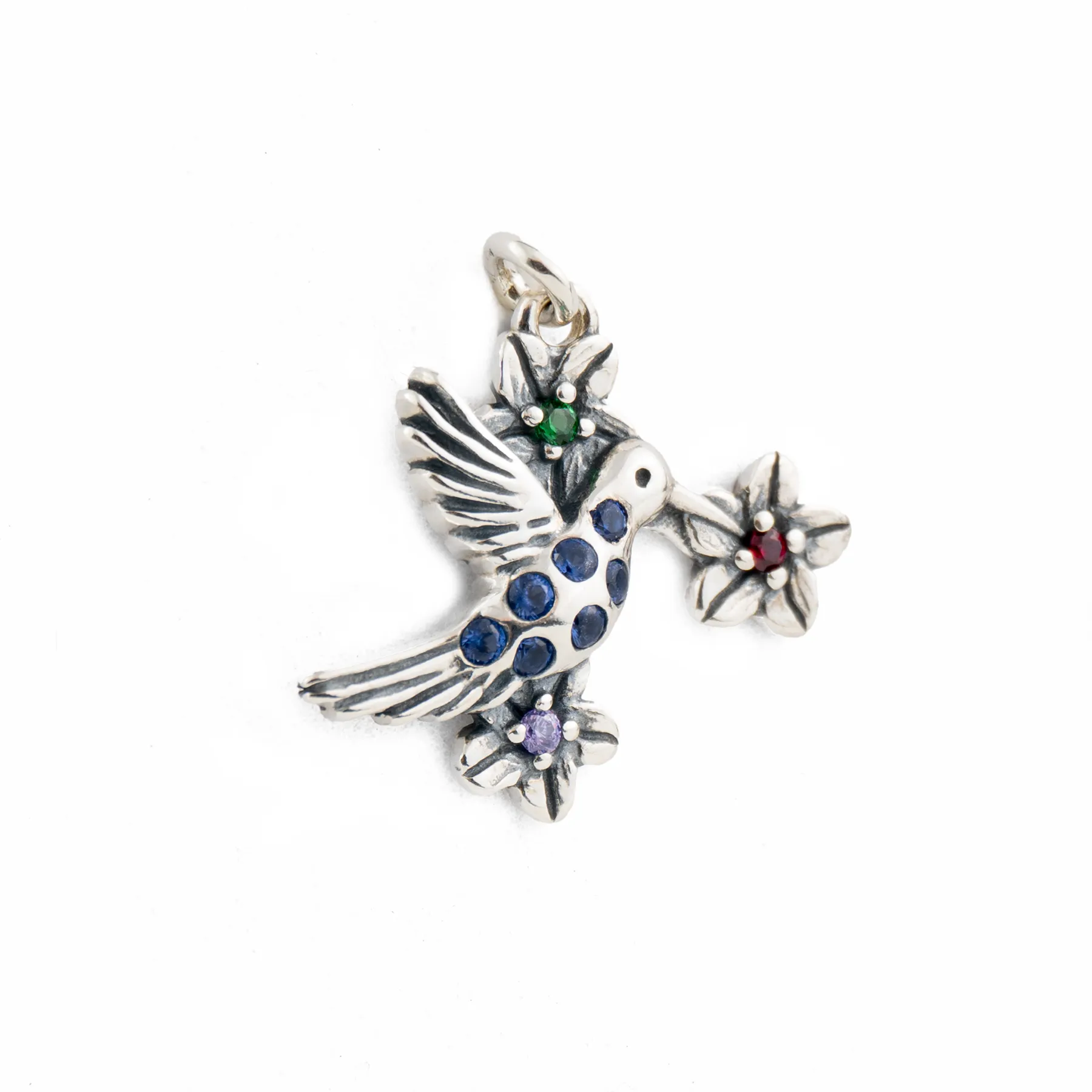 Aretes de plata con zirconias azules - Colección COLIBRÍ FLORES