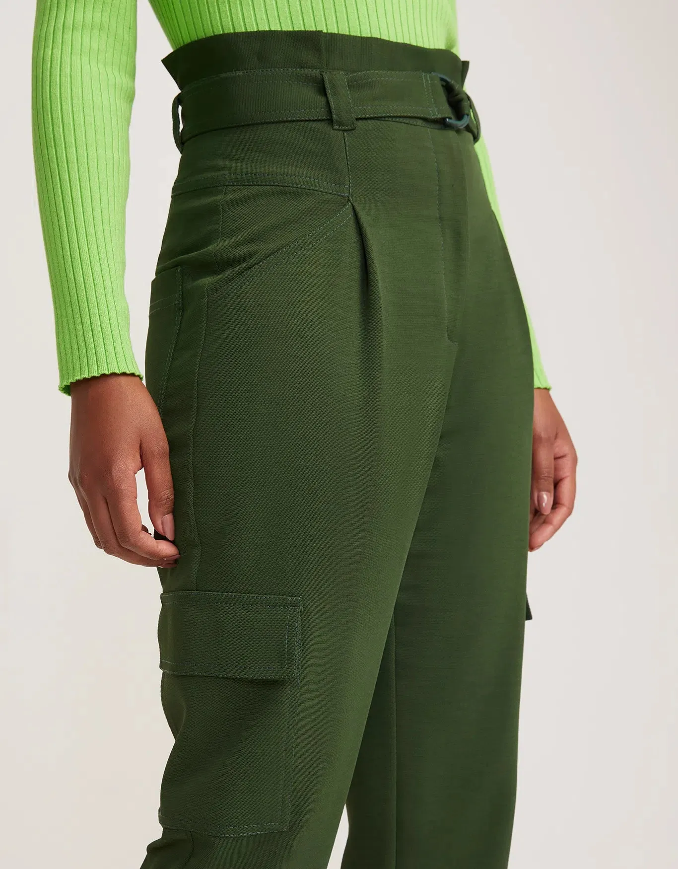 Calça Cargo Com Cinto Verde Militar Shoulder