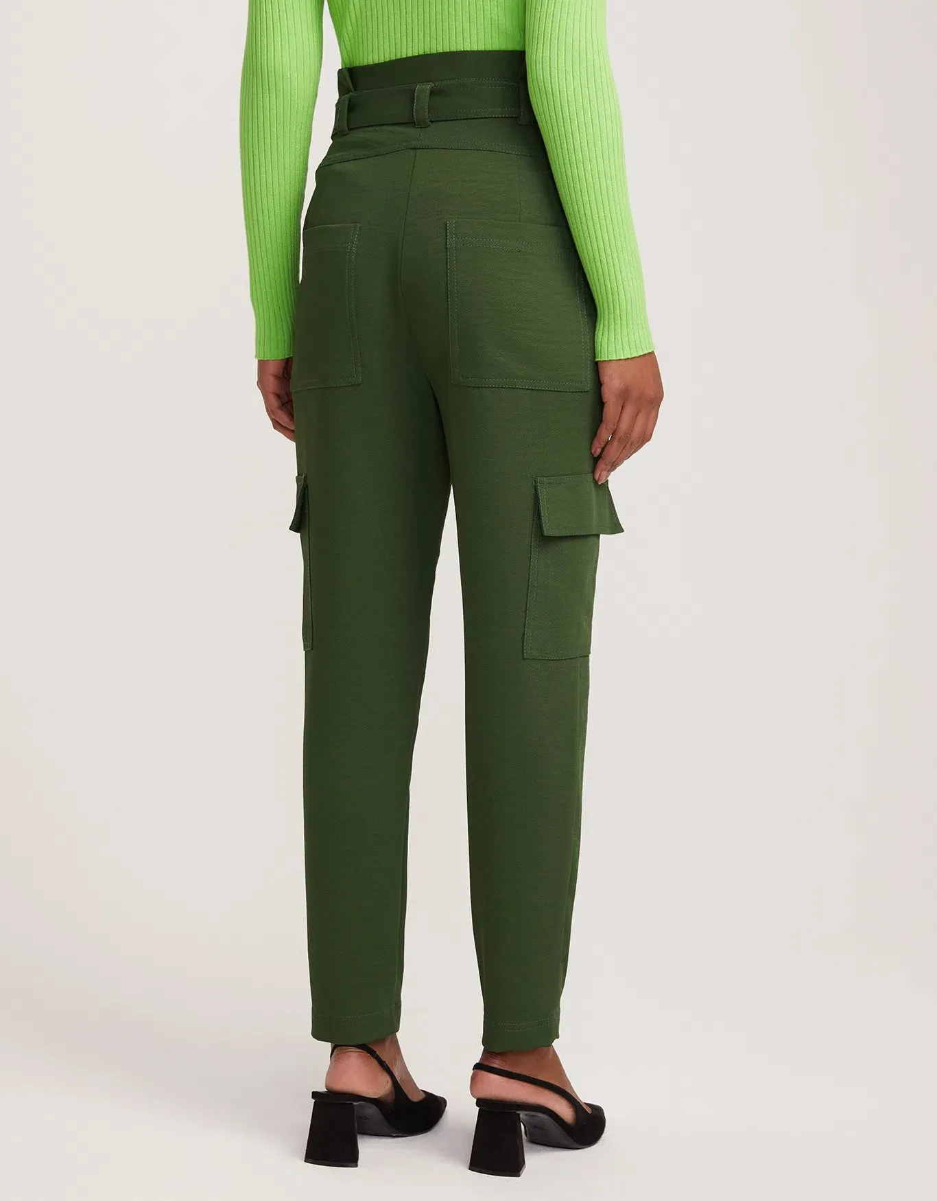 Calça Cargo Com Cinto Verde Militar Shoulder