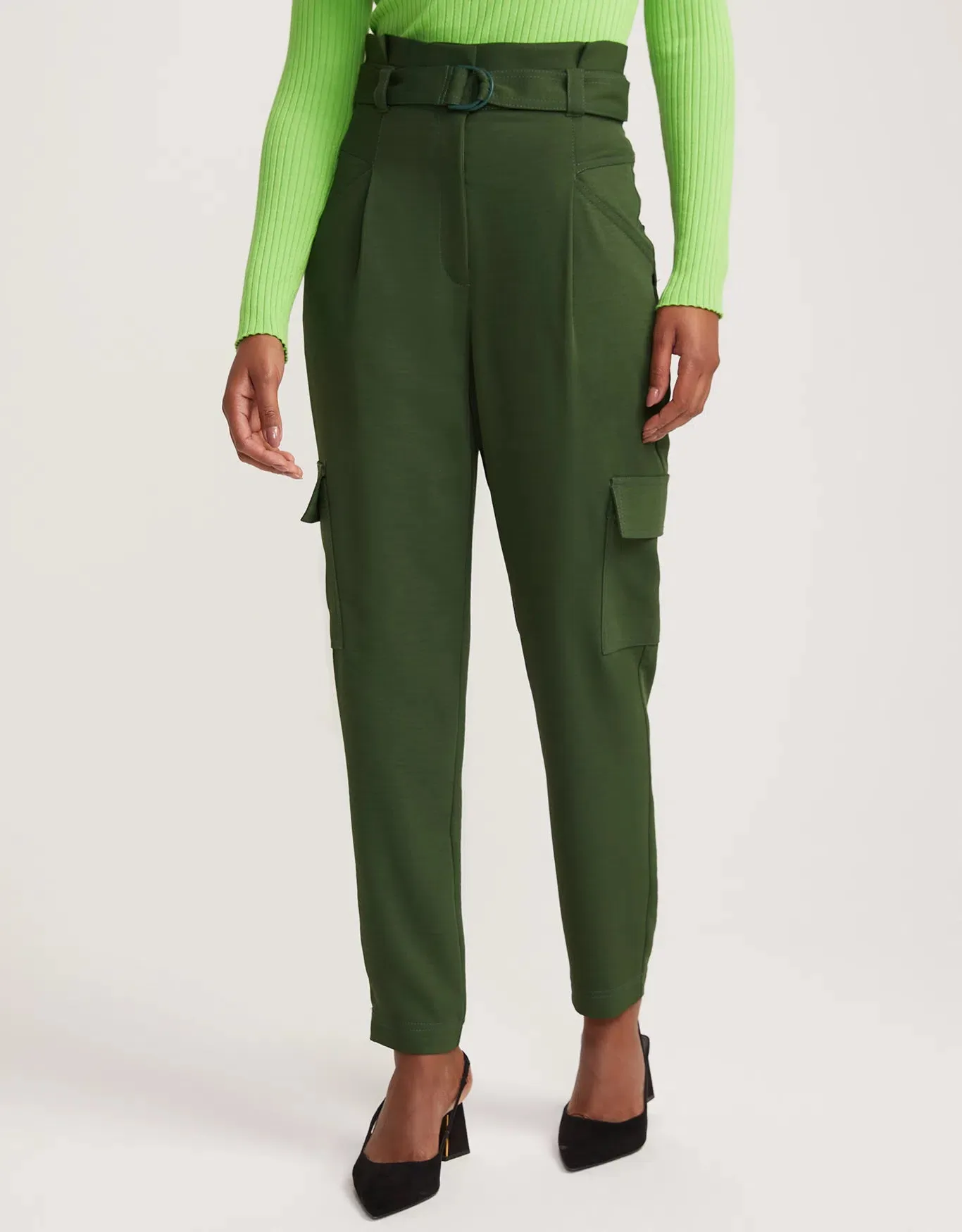 Calça Cargo Com Cinto Verde Militar Shoulder