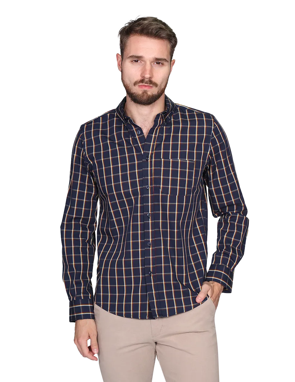 Camisas Para Hombre Manga Larga Cuadros 3 B15112