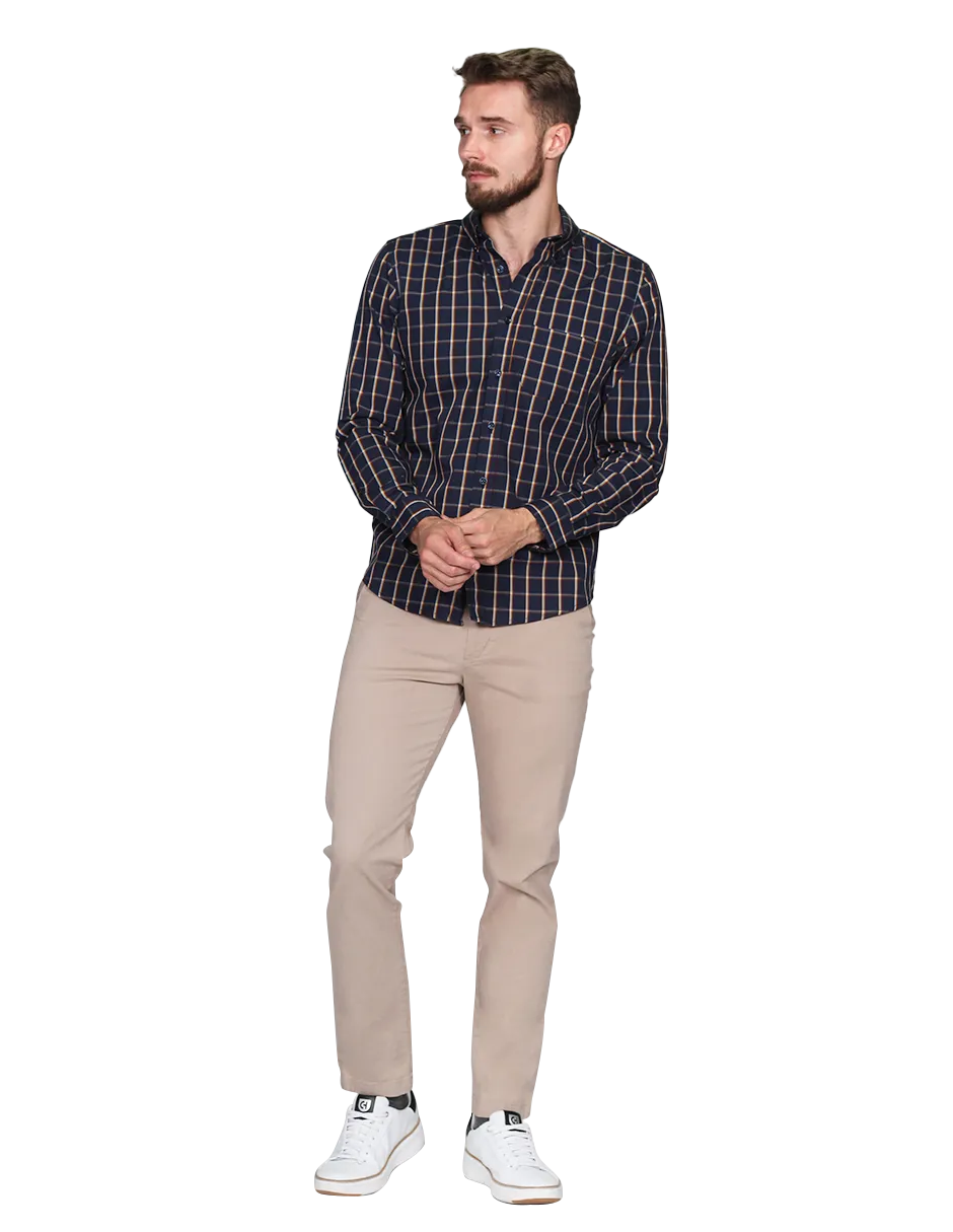 Camisas Para Hombre Manga Larga Cuadros 3 B15112