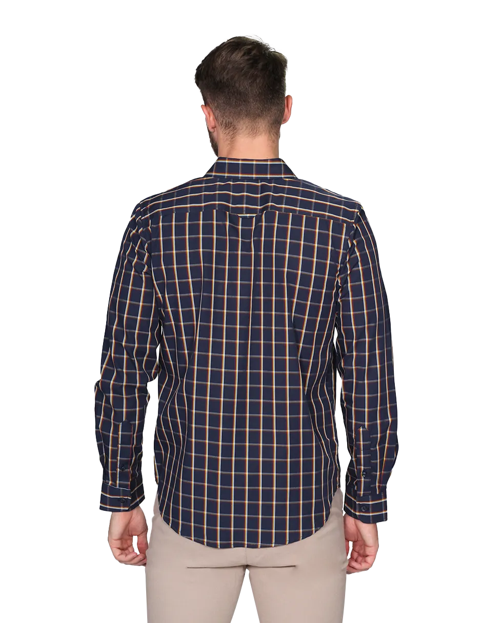 Camisas Para Hombre Manga Larga Cuadros 3 B15112