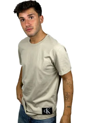Camiseta Calvin Klein BAGDE TURN UP SLEEVE  Plaza Taupe