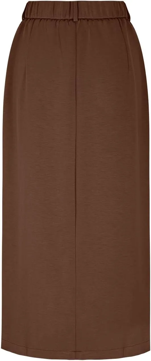 Cargo Skirts for Women High Waisted Midi Skirt Trendy Spring Summer Pencil Slit Dressy Casual Business Work Long Skirts