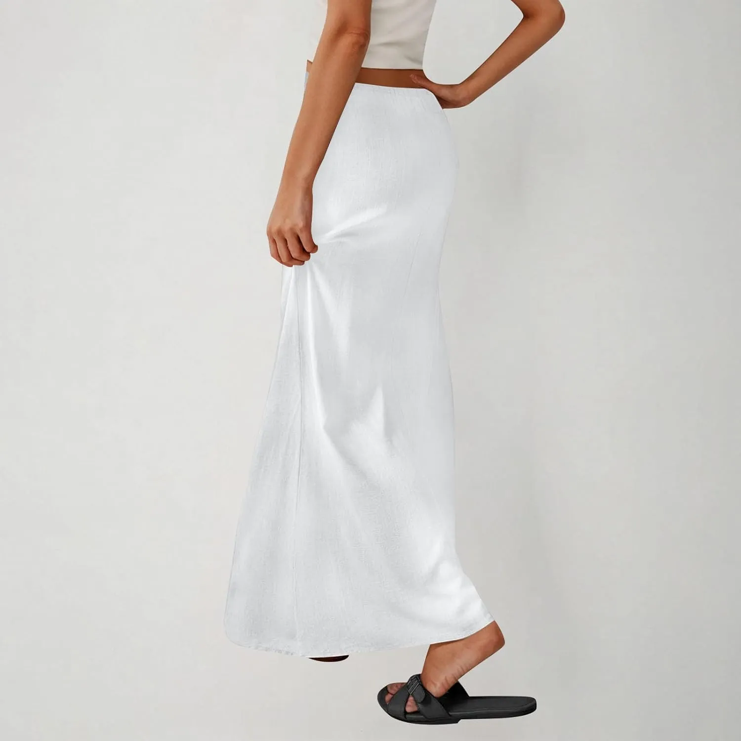 Cotton Linen Maxi Skirts for Women 2025 Drawstring Elastic High Rise Dress A Line Cute Vacation Boho Long Flowy Skirts