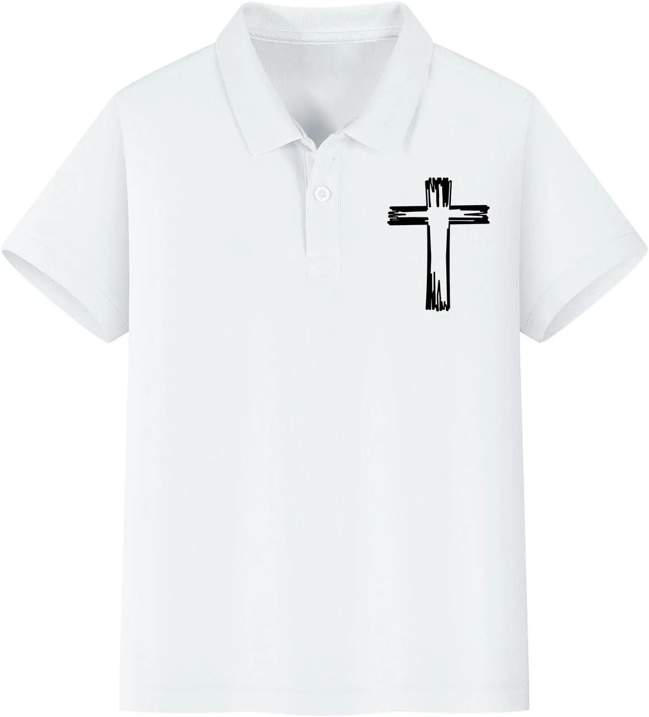 Girls Cross Embroidery Golf Polo Shirts Kids Short Sleeve School Uniforms Teen Summer Button Down Collar Shirt