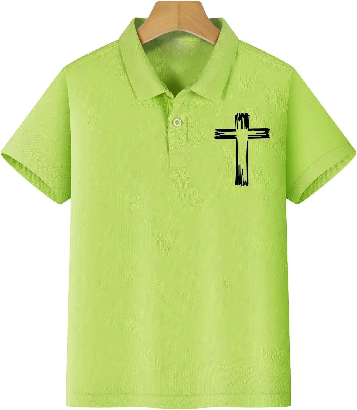 Girls Cross Embroidery Golf Polo Shirts Kids Short Sleeve School Uniforms Teen Summer Button Down Collar Shirt