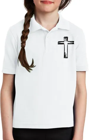 Girls Cross Embroidery Golf Polo Shirts Kids Short Sleeve School Uniforms Teen Summer Button Down Collar Shirt
