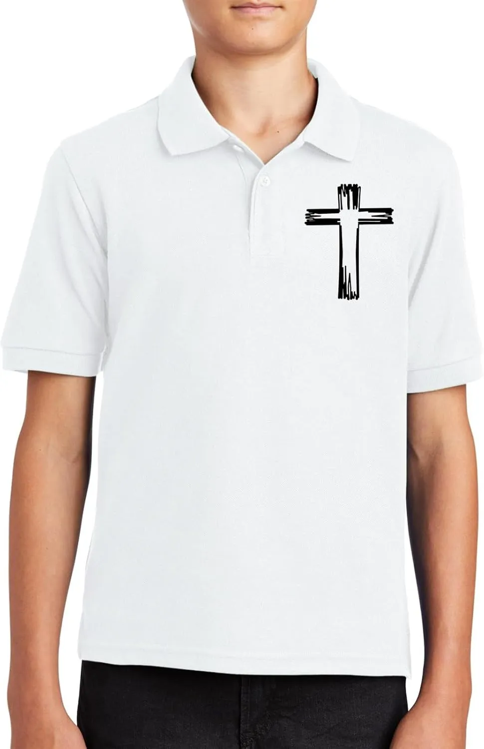 Girls Cross Embroidery Golf Polo Shirts Kids Short Sleeve School Uniforms Teen Summer Button Down Collar Shirt