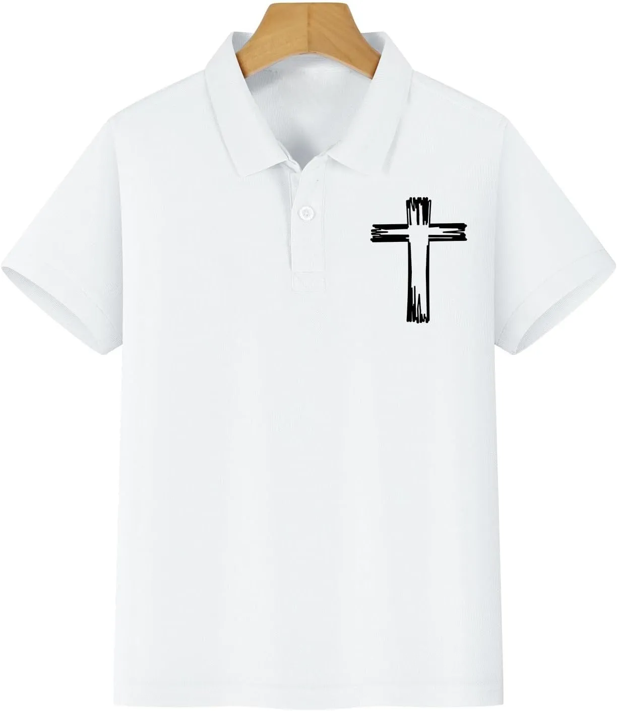 Girls Cross Embroidery Golf Polo Shirts Kids Short Sleeve School Uniforms Teen Summer Button Down Collar Shirt