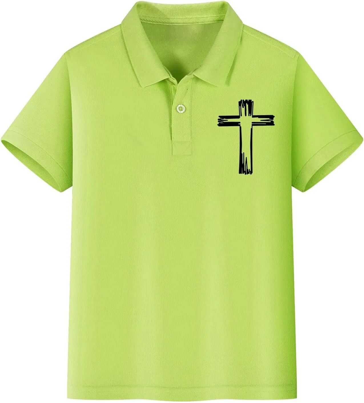 Girls Cross Embroidery Golf Polo Shirts Kids Short Sleeve School Uniforms Teen Summer Button Down Collar Shirt
