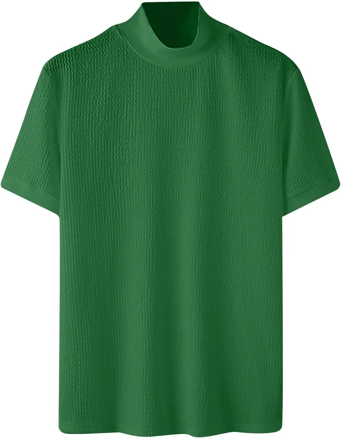 Men's Mock Turtleneck Sweater Short Sleeve Casual Basic Tops Jacquard Knit Pullover Tee Fitted Textured Undershirts