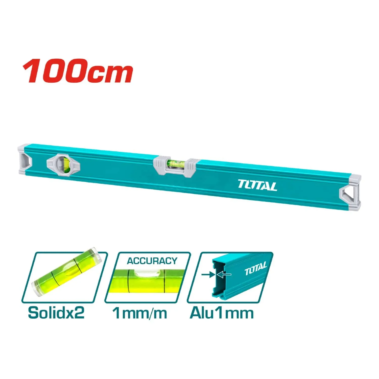 Nivel De Burbuja De 100 Cm. Espesor Del Aluminio 1 Mm. Alta Calidad. Alta Precision.