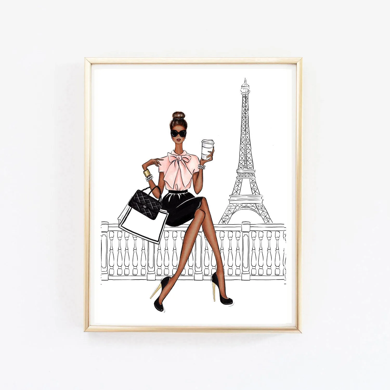 Paris chic girly art print fashion illustration art print
