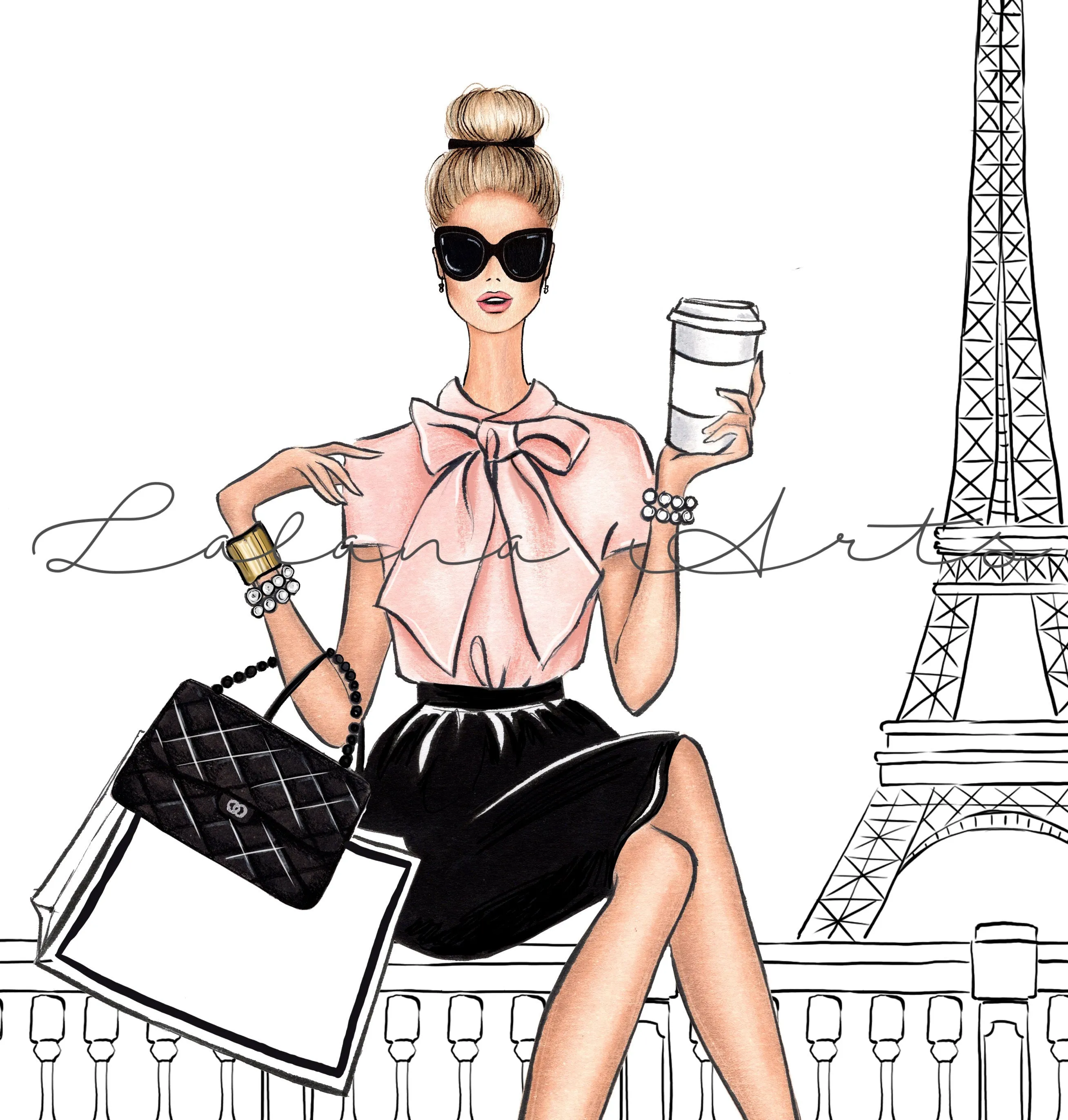 Paris chic girly art print fashion illustration art print