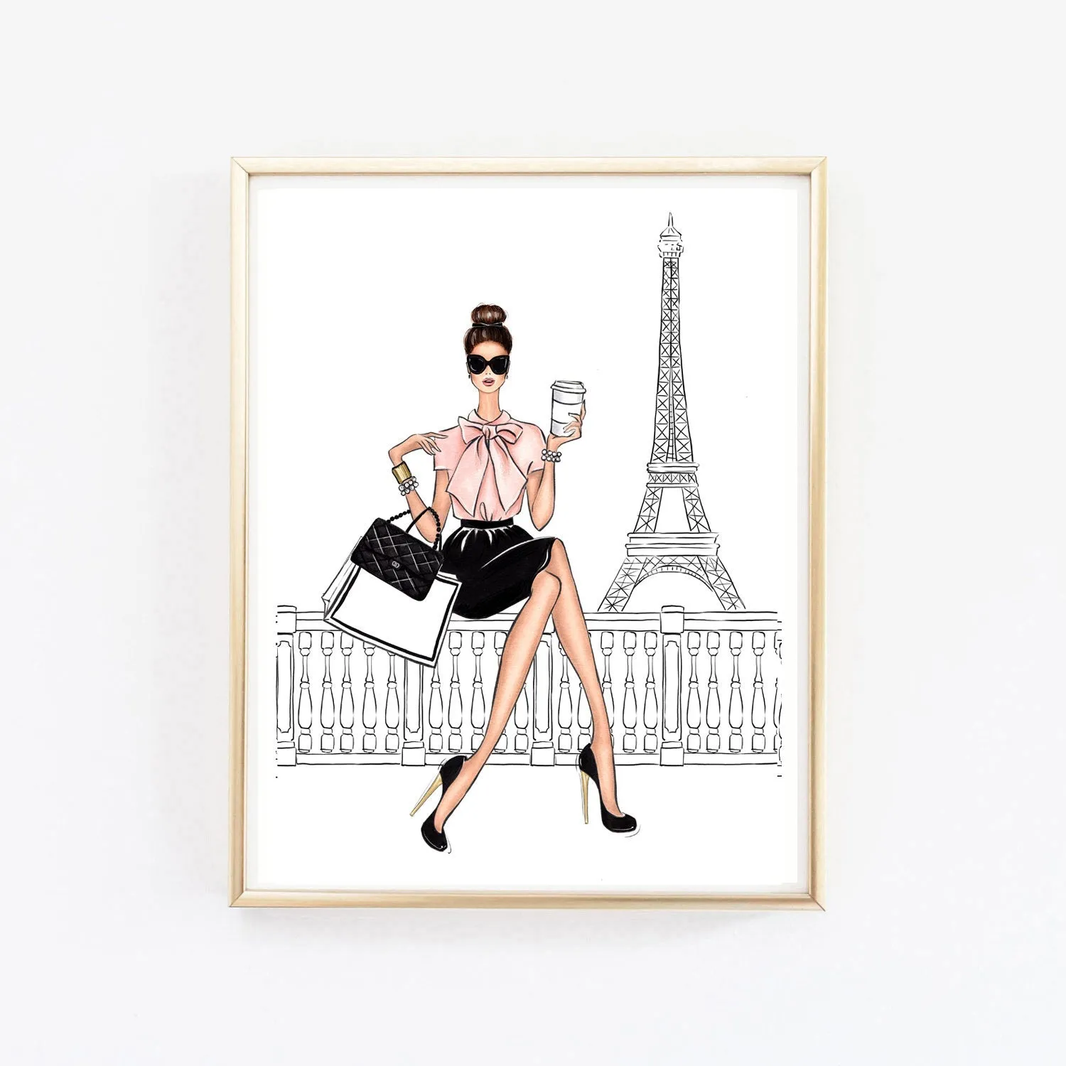 Paris chic girly art print fashion illustration art print