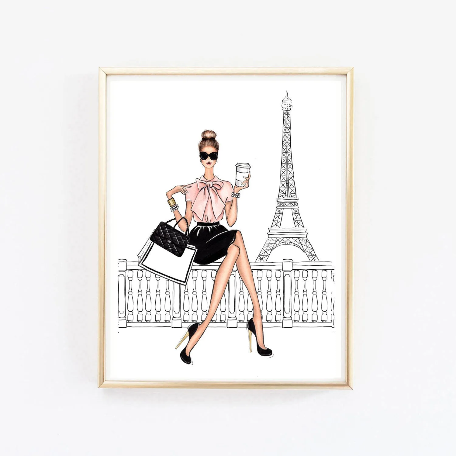 Paris chic girly art print fashion illustration art print