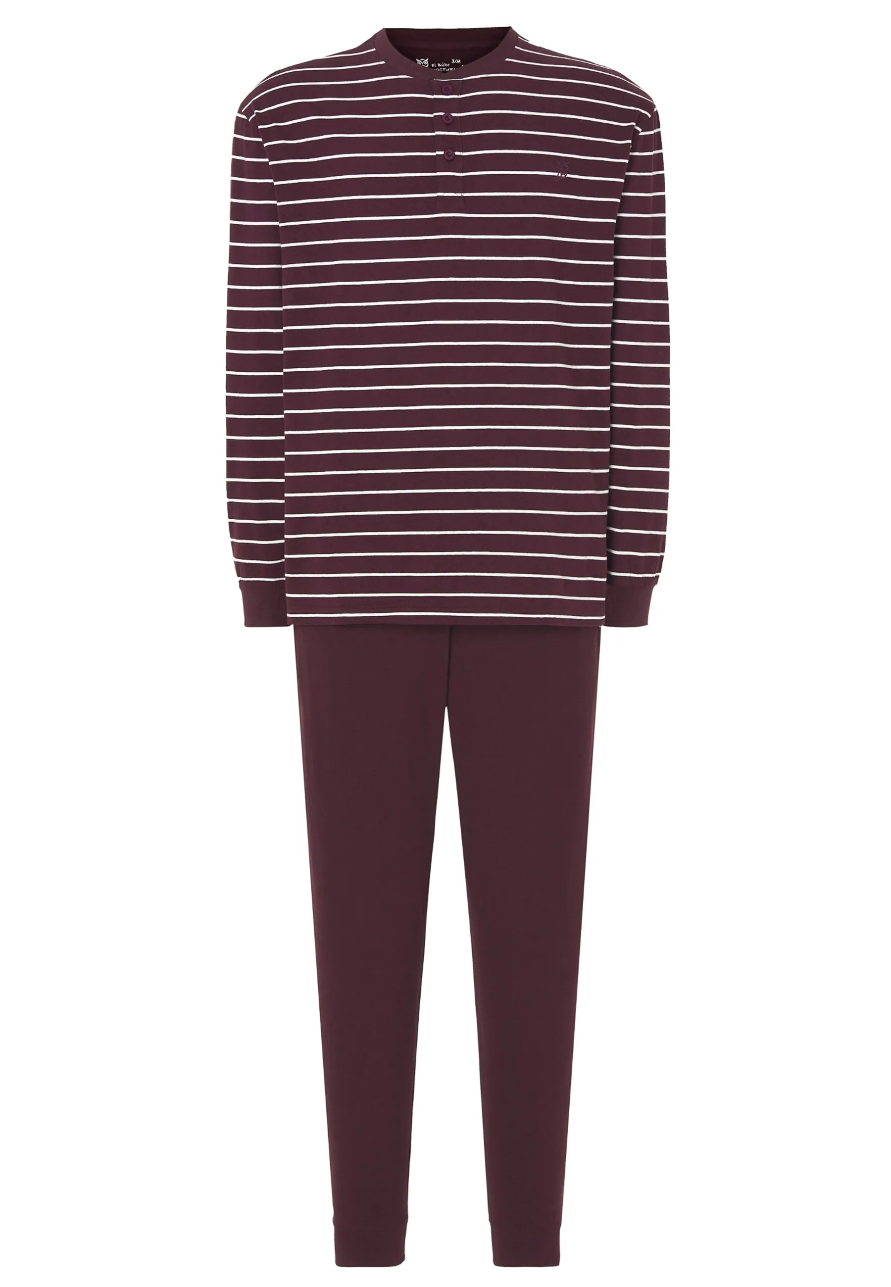 Pijama Hombre Largo Tapeta Algodón Punto Rayas - Rojo 5300_90