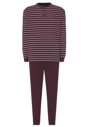 Pijama Hombre Largo Tapeta Algodón Punto Rayas - Rojo 5300_90