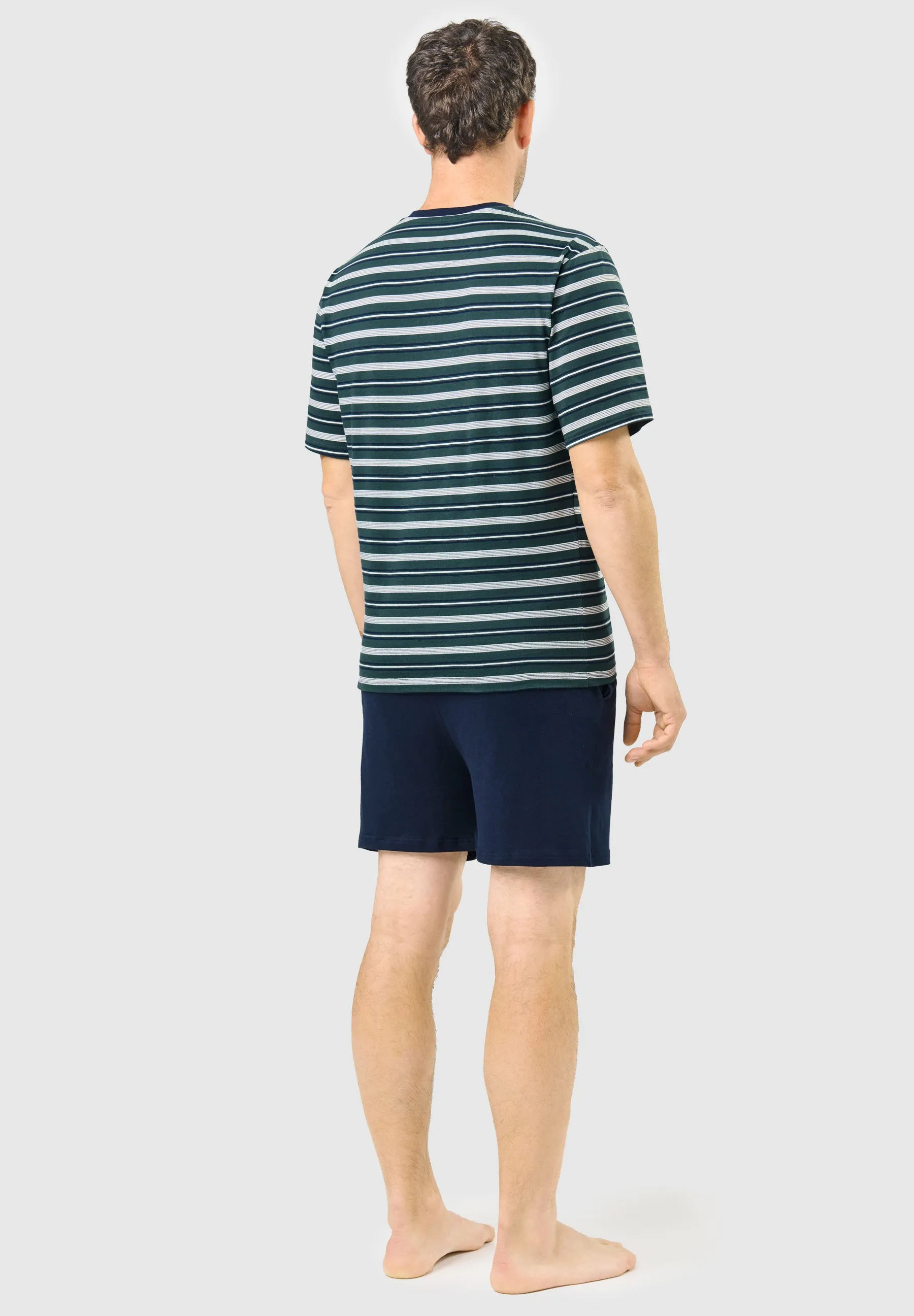 Pijama Hombre Verano Corto Tapeta Algodón Punto Rayas - Verde 3080_40
