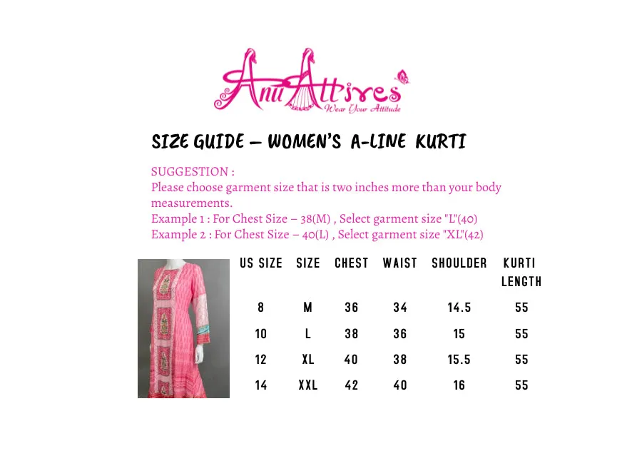 Pink A-Line Kurti