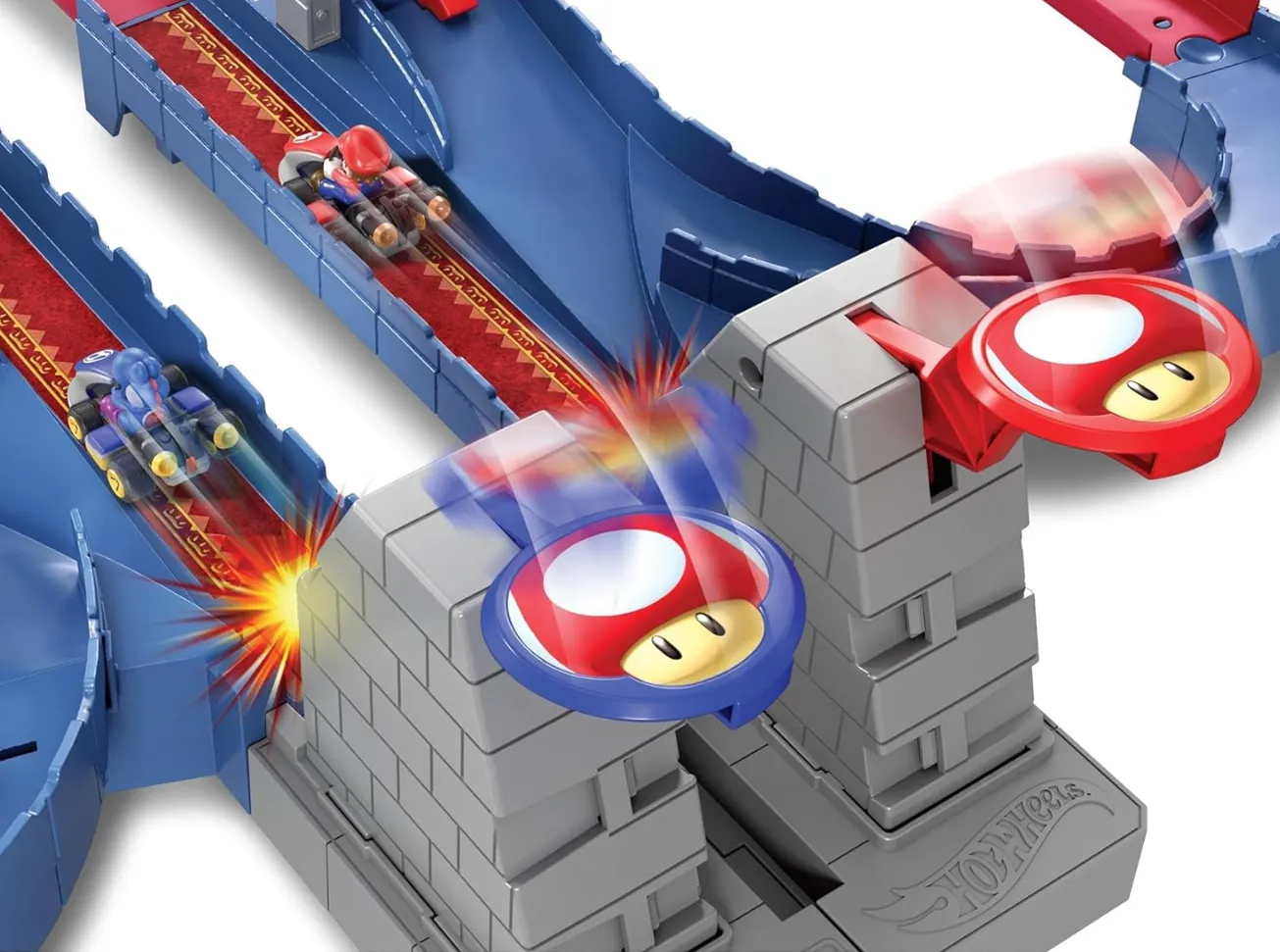 Piste de course modulaire avec drapeaux Hot Wheels - Mario Kart Bowser’s Castle Chaos (GNM22)
