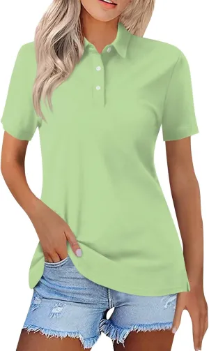 Polo Shirts for Women,2024 Summer Trendy American Flag Print 4Th of July Tops,Button V Neck Short Sleeve T-Shirts