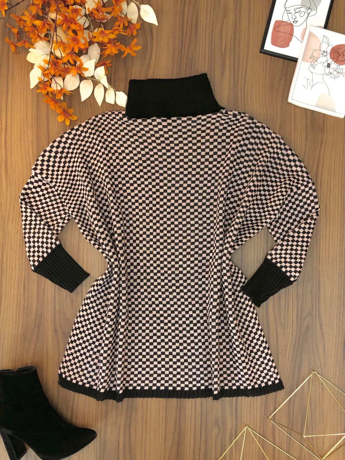 Poncho Xadrez Gola Rolê XL052  (ES/G)