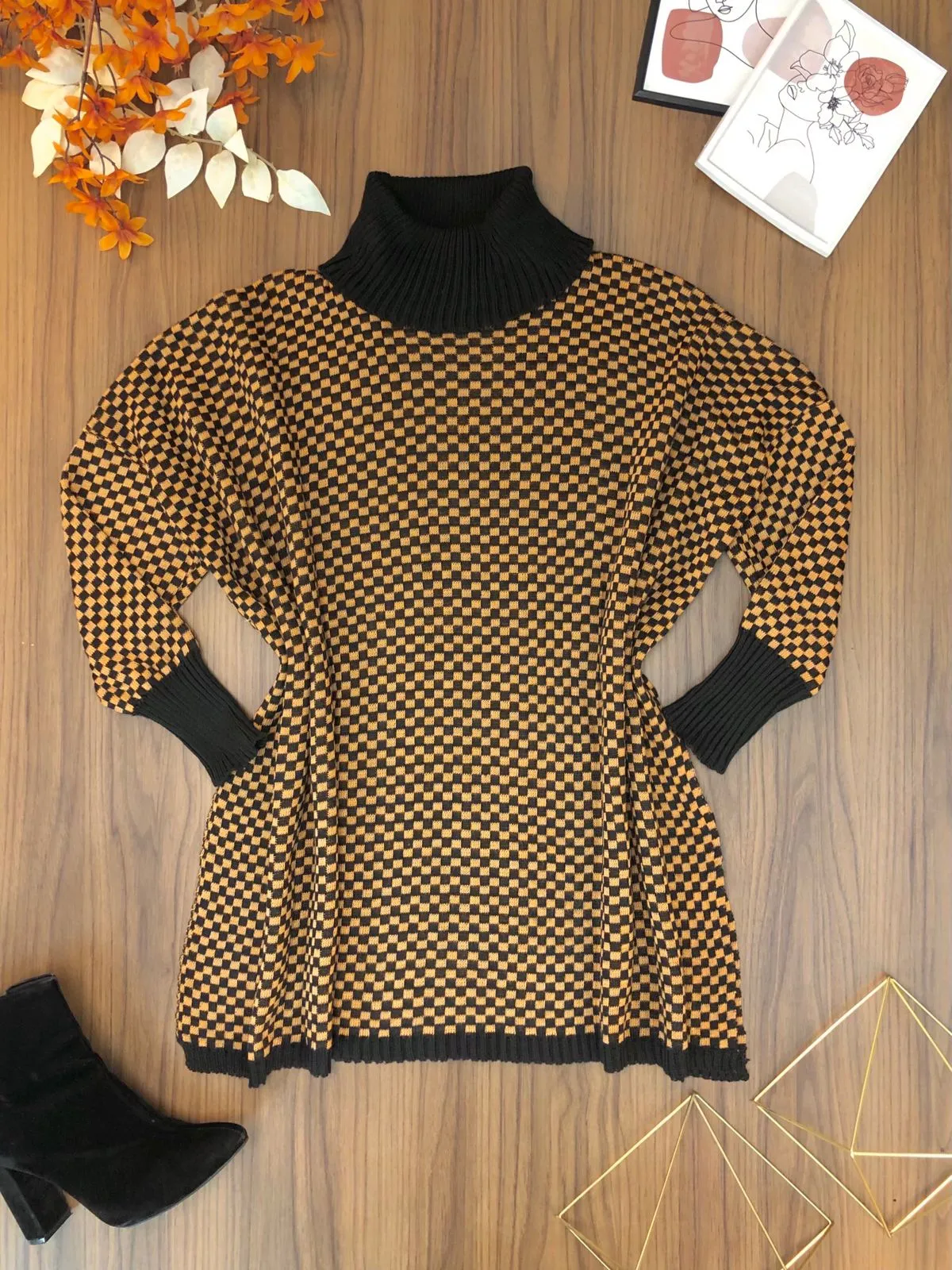 Poncho Xadrez Gola Rolê XL052  (ES/G)