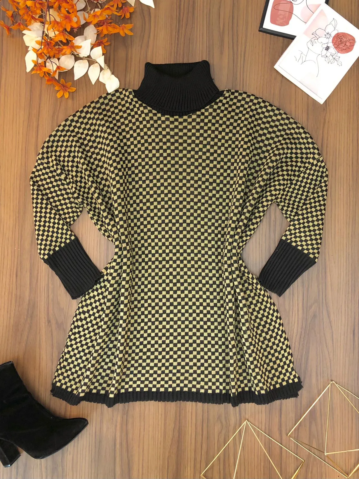 Poncho Xadrez Gola Rolê XL052  (ES/G)