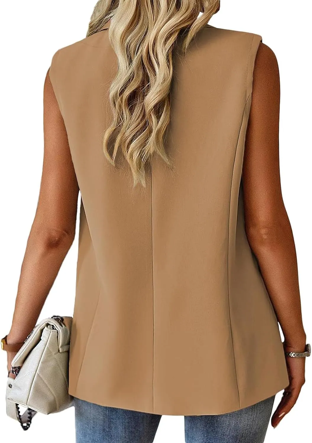 Sleeveless Blazer Vest for Women Casual Work Office Blazers Lightweight Vest Tops Open Front Summer Jacket Waistcoat