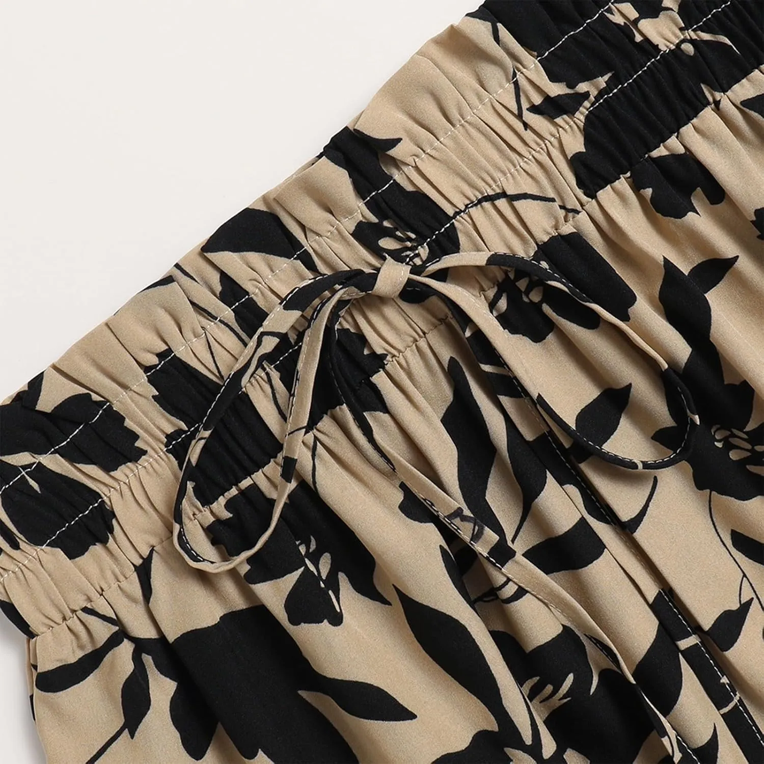 Summer Skirts for Women 2025 Vacation Boho Floral Tiered Maxi Skirt Drawstring High Waisted Flowy Ruffle A Line Skirt