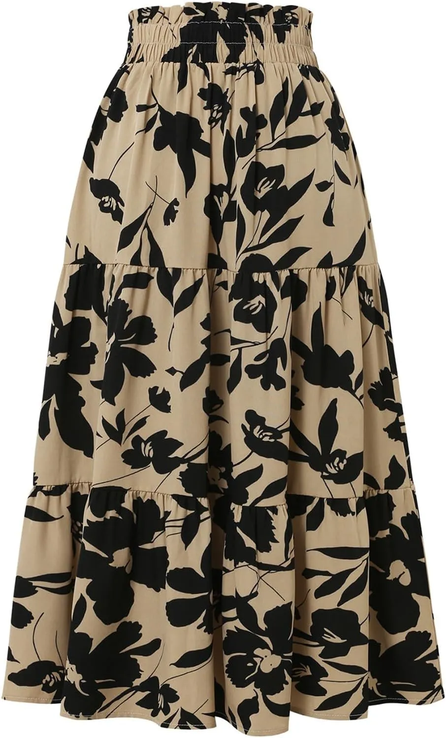 Summer Skirts for Women 2025 Vacation Boho Floral Tiered Maxi Skirt Drawstring High Waisted Flowy Ruffle A Line Skirt