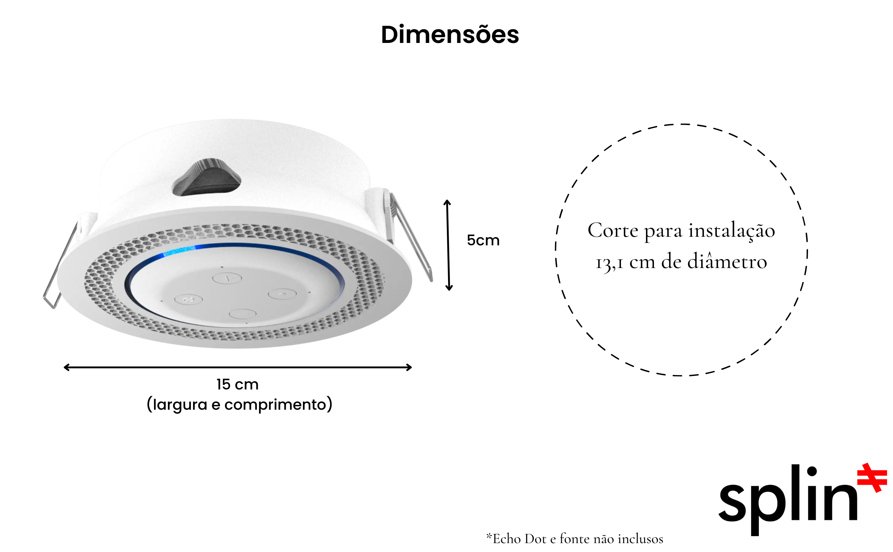 Suporte para embutir no teto, parede ou mesa Splin para Smart Home compatível com Echo dot 3  e Google Home/Nest