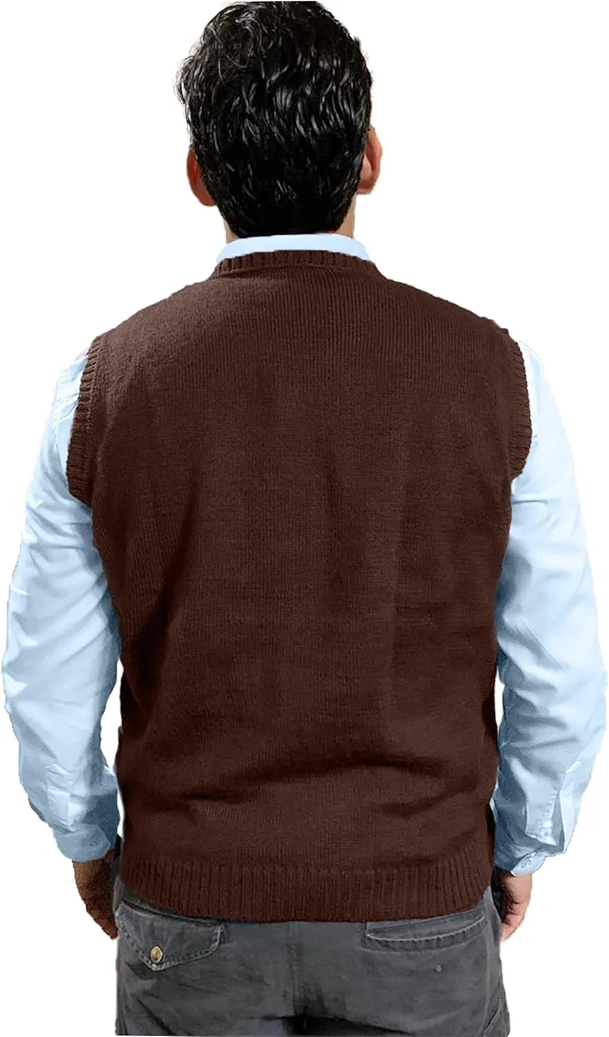 TINKUY Peru Men's Alpaca Wool V Neck Sweater Vest, S-4XL