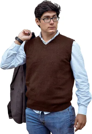 TINKUY Peru Men's Alpaca Wool V Neck Sweater Vest, S-4XL