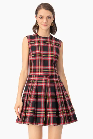 Vestido corto tableado sin mangas