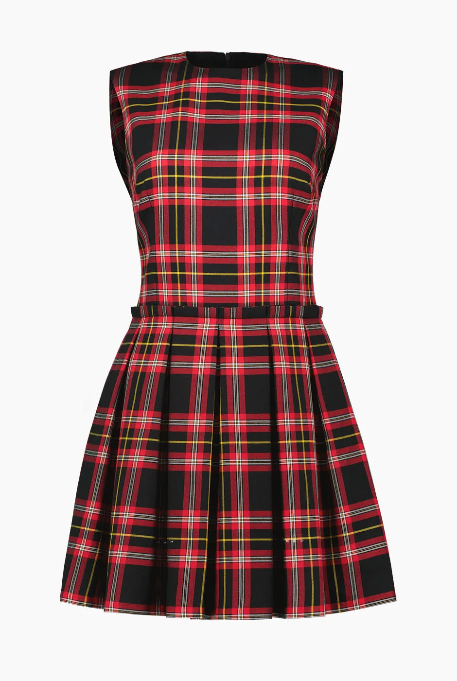 Vestido corto tableado sin mangas