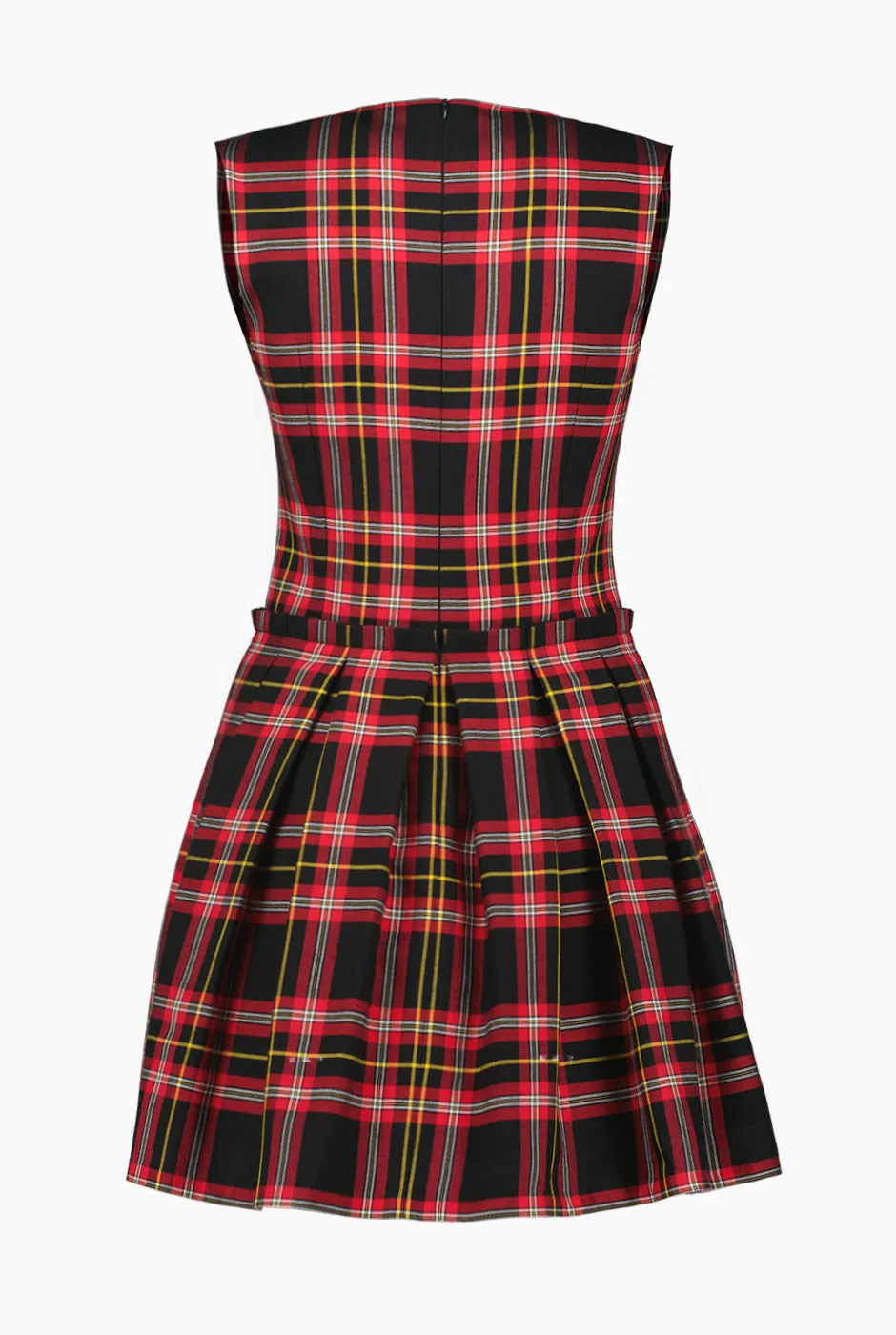 Vestido corto tableado sin mangas