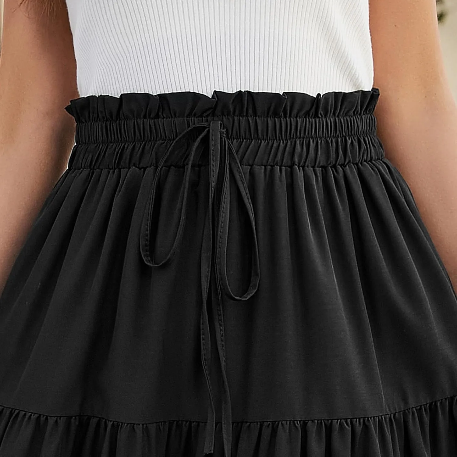 Womens Maxi Skirt Boho High Waisted Tiered Ruffle Floral Skirt Trendy Summer Flowy A Line Beach Skirt Cruise Outfits